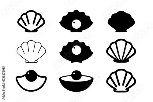 Collection of pearl and shell icons