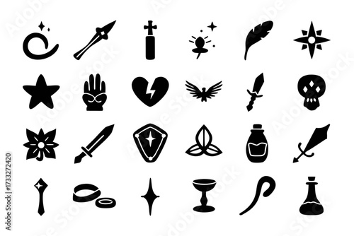 Collection of fantasy game icons for designers