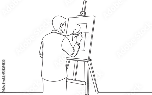 The female cartoon artist illustration is working on a computer at her desk in the office