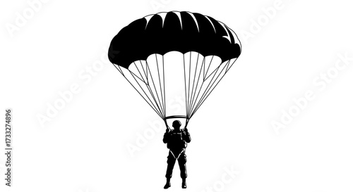 Paratrooper with Parachute Canopy Close-Up