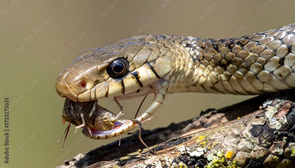 Obraz premium Close-up of a snake eating an insect