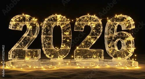 Illuminated 2026 New Year Lights Display Sparkling Celebration Festive Holiday Season Wishes