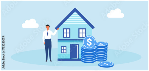Home loan, refinance, real estate and property mortgage concept. Home insurance cost, property value or rent
