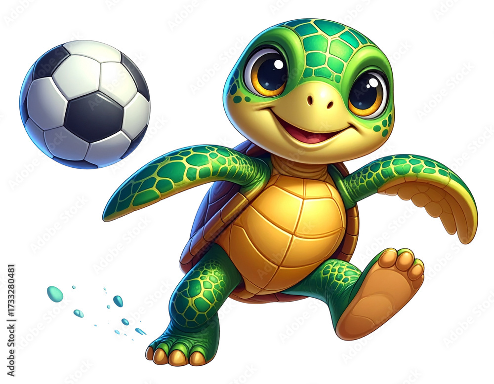 Fototapeta premium Jayu the Turtle Mascot Kicking Ball