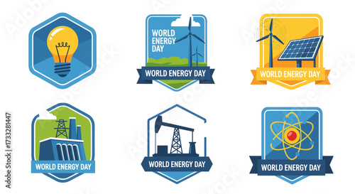 Diverse Energy Source Icons Collection Featuring Renewable, Fossil Fuel, and Nuclear Power Symbols for Sustainable Global Energy Development