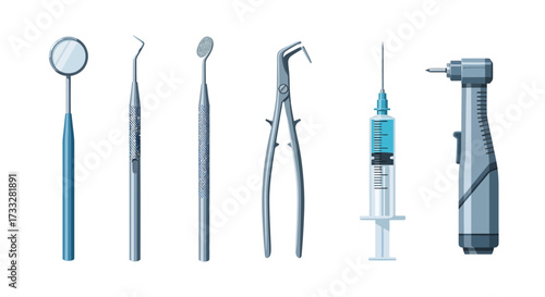 Essential Collection of Professional Dental Instruments and Tools for Comprehensive Oral Health Care Procedures and Examination