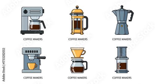 Essential coffee makers collection featuring various brewing methods like espresso, pour-over, and French press for delicious daily beverages