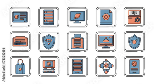 Collection of Cybersecurity and Data Protection Icons.
