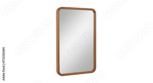 Elegant wooden framed rectangular mirror providing a clear reflection, perfect for modern home decor, enhancing interiors, and adding functional style to any living space or hallway