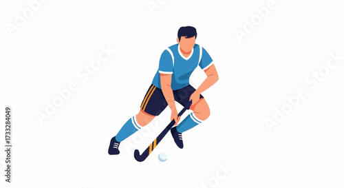 Passionate hockey player skillfully dribbling the ball, embodying teamwork, determination, and the thrill of competitive sportsmanship on the field