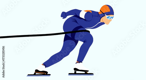 Dynamic speed skater races forward with intense focus, showcasing athletic power and the thrill of winter sports competition