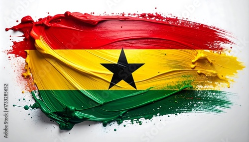 Abstract painted representation of the Ghana flag