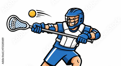 Dynamic lacrosse player in action, ready to pass or shoot the ball with intensity and focus, perfect for sports branding.
