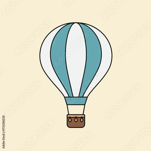 Simple flat design hot air balloon vector illustration icon.