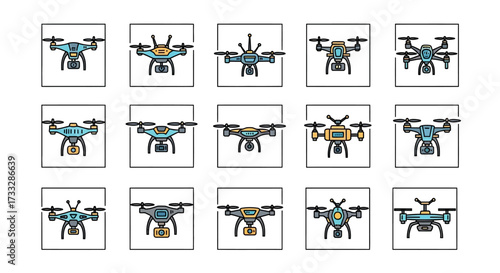 Various Drone Models in Different Colors.