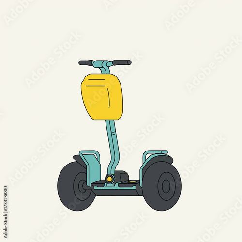 Modern self balancing electric scooter with yellow storage compartment.