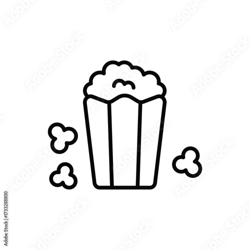 Popcorn icon. Simple outline style. Pop, corn, cinema film food, a box of movie theater popcorn concept. Thin line symbol. Isolated design