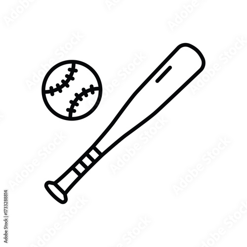 Baseball bat icon. Simple outline style. Baseball, bat, ball, base, softball, set, sport concept. Thin line symbol. Isolated design