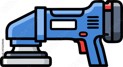 Blue and Red Electric Sander Tool with Detailed Design and Outline