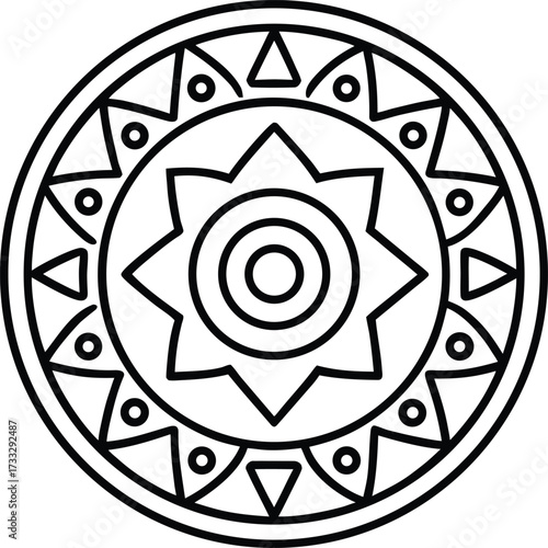 ancient mayan calendar mandala illustration on transparent background