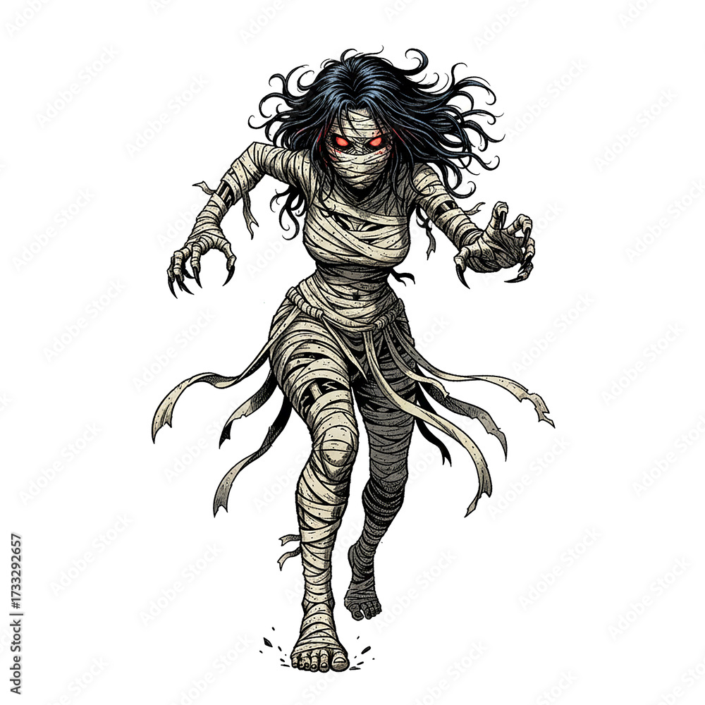 Fototapeta premium Mummy, Mummy Isolated, Halloween Monster Mummy.