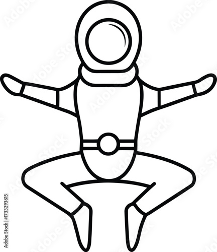 astronaut in zero gravity yoga pose illustration on transparent background