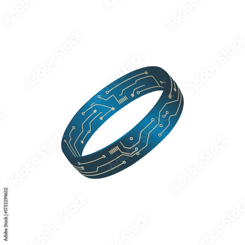 Geometric oval ring, engraved wave texture, modern jewelry icon, abstract loop symbol, stylish minimal vector logo
