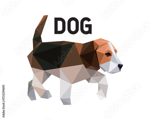 Cute Dog Animal in Polygonal Abstract. Low Poly Vector of Dog. Good for kids book