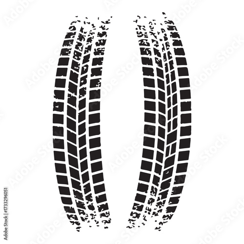 Tire tracks dirty set collection silhouette vector illustration flat design.