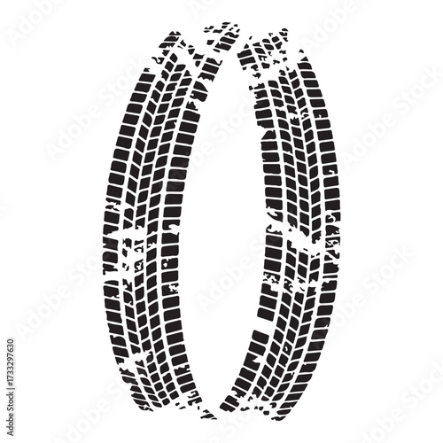 Tire tracks dirty set collection silhouette vector illustration flat design.