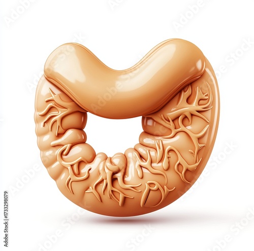 3D rendered, light orange,  organ-like shape