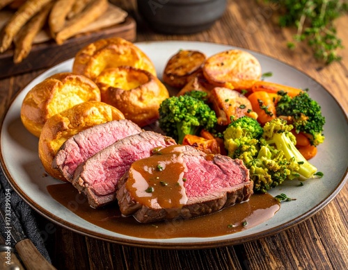 Roast Beef with Yorkshire Pudding and Gravy – Classic British Sunday Roast