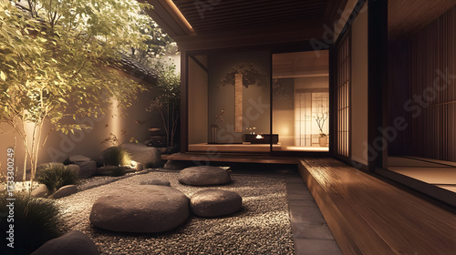 Wallpaper Mural Experience serene luxury with this tranquil Japanese zen garden and modern interior design, perfect for creating a peaceful and inviting atmosphere Torontodigital.ca