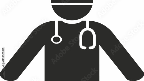 Professional doctor icon with stethoscope, symbolic of healthcare, medicine, and wellness for clinic signage, presentations, or medical applications
