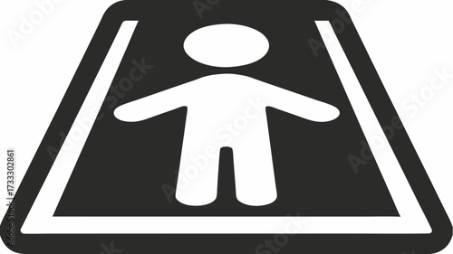Accessibility icon signifying inclusivity and compliance, representing human figure on accessible path, perfect for wayfinding and universal design projects