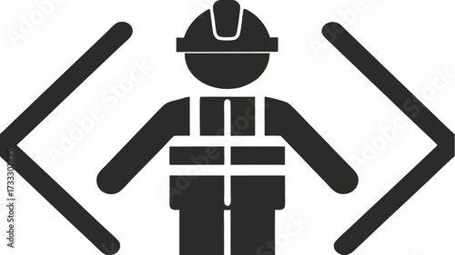 Professional construction worker icon symbolizing safety and industry expertise, perfect for corporate branding and technical projects