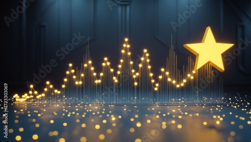 Glowing Financial Growth Graph for Year-End Business Success
