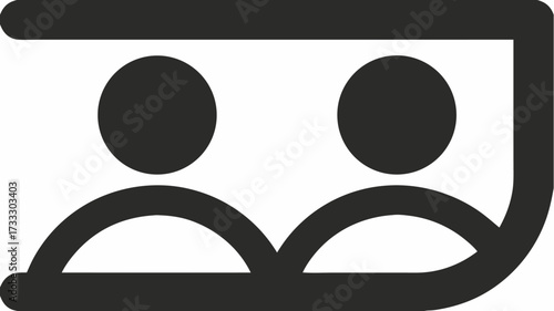 Modern minimalist icon representing two people side by side, symbolizing teamwork, partnership, or community in a clean, professional design