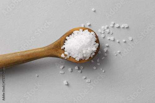 Wooden spoon with sea salt ...