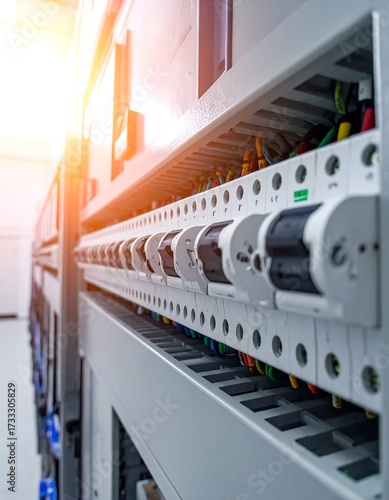 Close-up of electrical panel with circuit breakers and wiring (1)