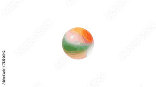 A vibrant colored marble in the center.