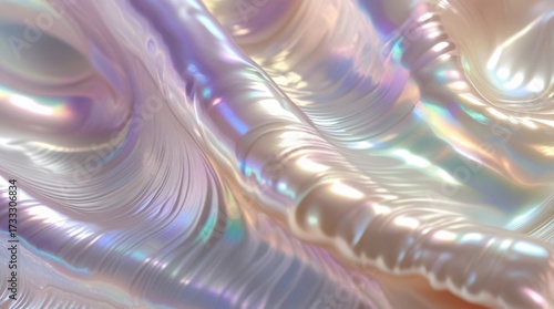 ultra detailed close-up texture of shimmering pearl surface, soft pastel rainbow reflections