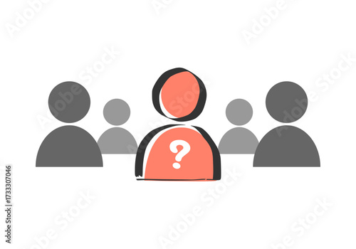 Leadership and individuality concept showing standout person among group, symbol of choice, decision, business team leader