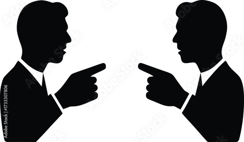 Argument Debate Hand Movements Silhouette Vector Art Illustration