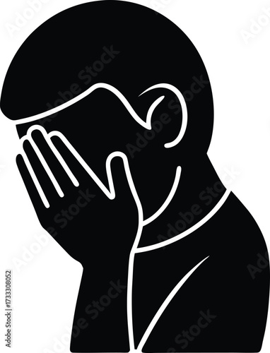 Facepalm Silhouette Vector Art Illustration
