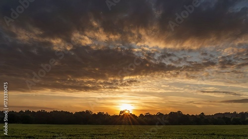 sunset over the forest 