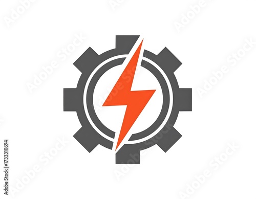 Gray gear with orange lightning bolt