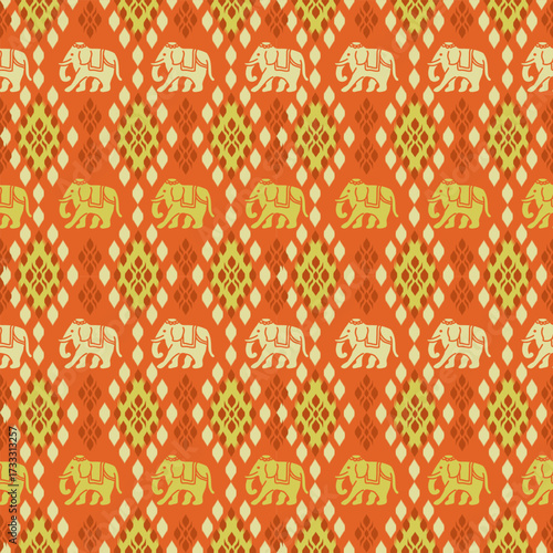 popular elephant pattern in asian style this elephant graphic is fashionable in thailand india and south east asia and this elephant and baby elephant can be for textile industry and any package 