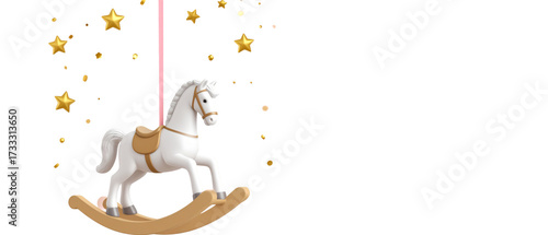 Fototapeta Naklejka Na Ścianę i Meble -  Illustration of a wooden rocking horse toy isolated on white background