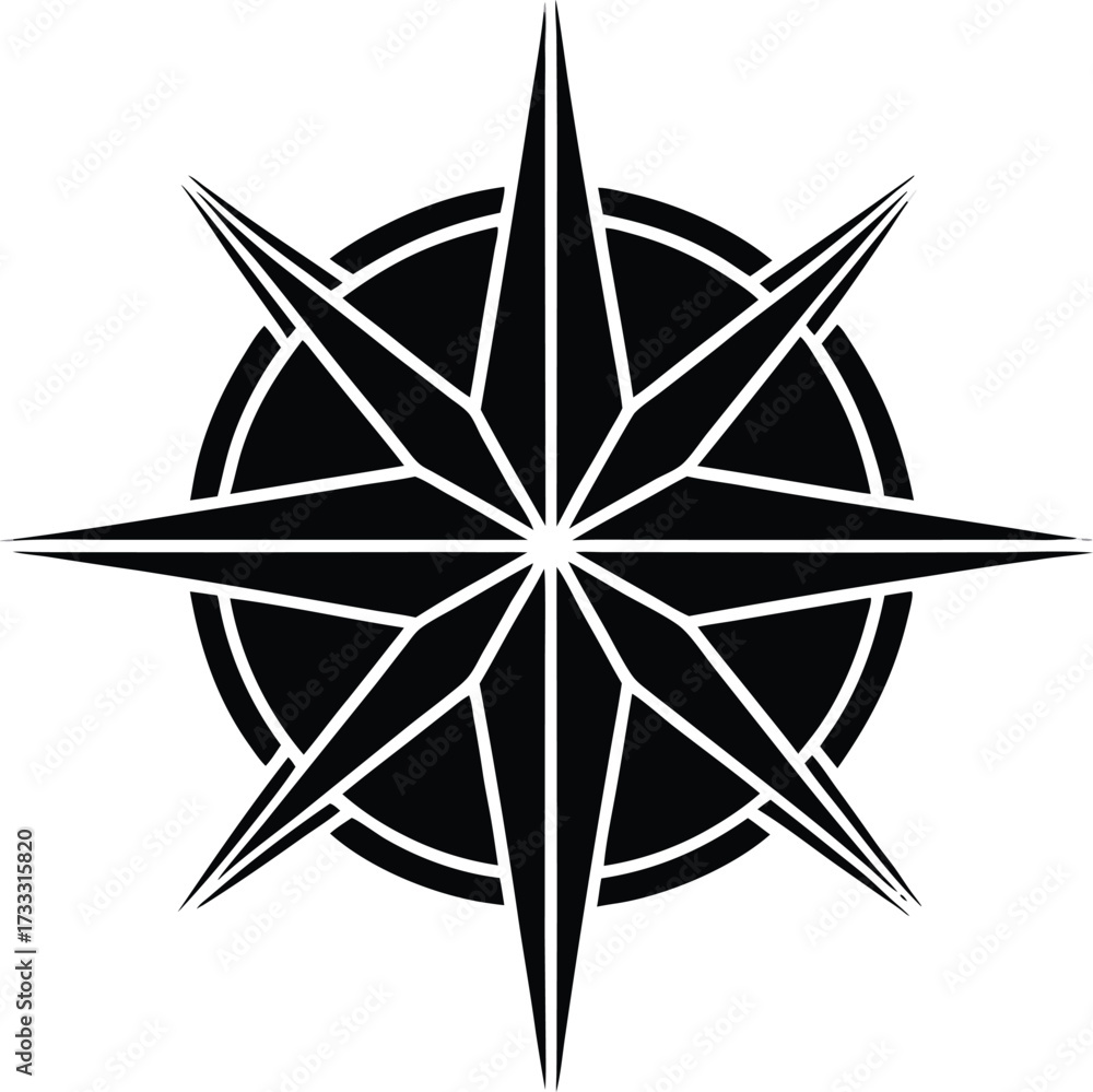 Fototapeta premium compass rose with elegant lines illustration on transparent background